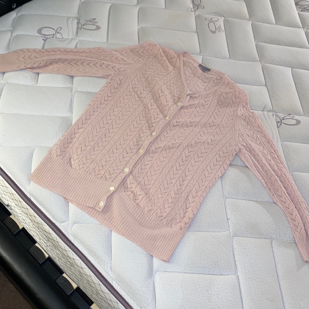 Ann Taylor Pink Mesh Cardigan